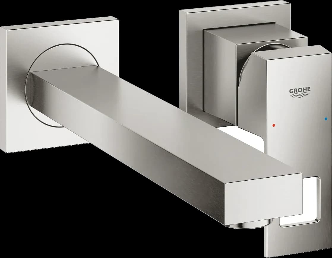 GROHE Eurocube Baterie lavoar cu 2 găuri Mărimea M - finisaj Supersteel Infinity