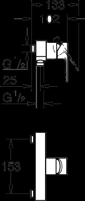 GROHE Lineare Baterie duş monocomandă 1/2" - desen tehnic cu cote