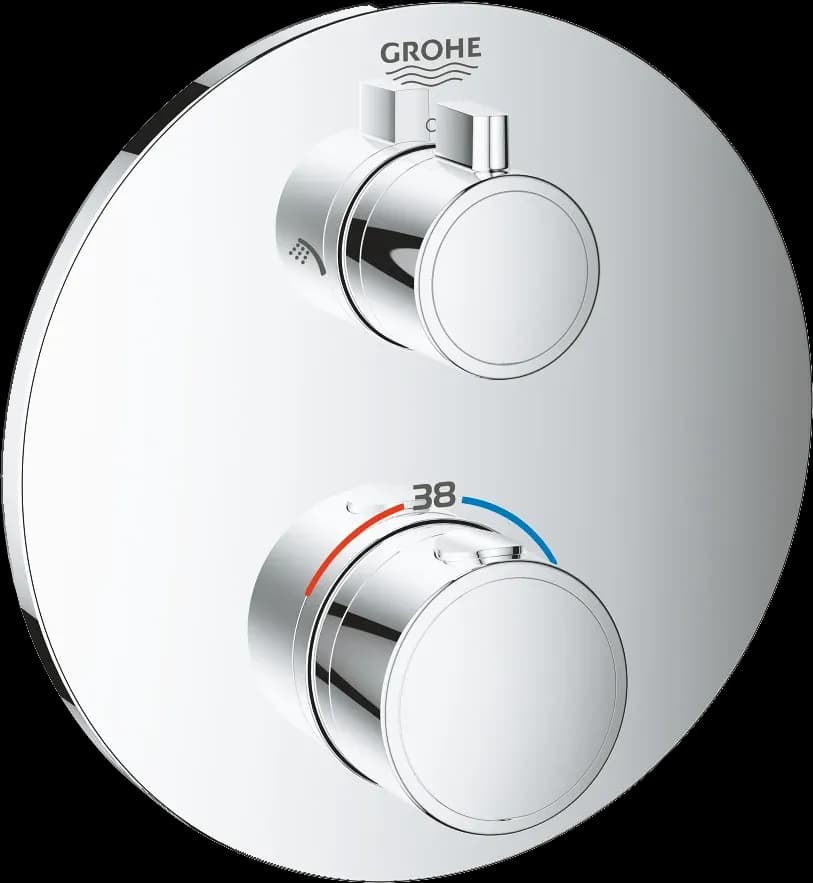 GROHE Grohtherm Unitate de mixare cu termostat pentru duș cu 2 ieșiri cu ventil de închidere/deviere integrat