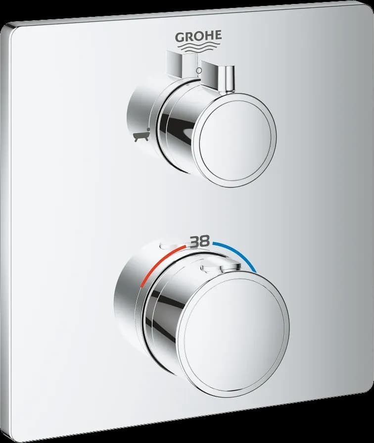 GROHE Grohtherm Unitate de mixare cu termostat pentru cadă cu 2 ieșiri cu ventil de închidere/deviere integrat