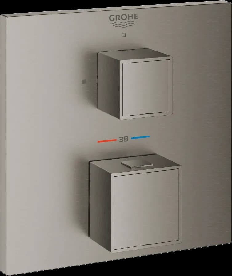 GROHE Grohtherm Cube Termostat pentru o ieșire, cu robinet de închidere - finisaj Antracit - Brushed Hard Graphite