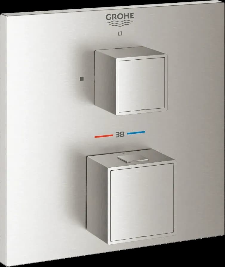 GROHE Grohtherm Cube Termostat pentru o ieșire, cu robinet de închidere - finisaj Supersteel Infinity