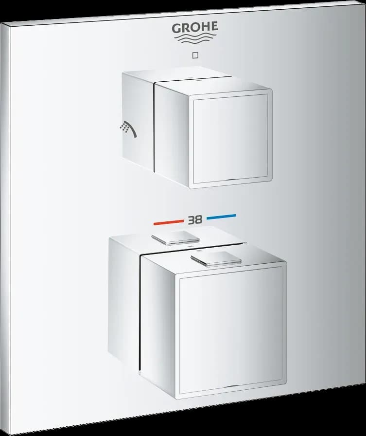 GROHE Grohtherm Cube Unitate de mixare cu termostat pentru duș cu 2 ieșiri cu ventil de închidere/deviere integrat