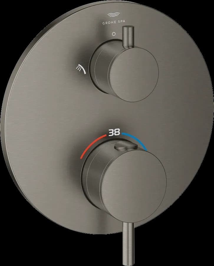 GROHE Atrio Unitate de mixare cu termostat pentru duș cu 2 ieșiri cu ventil de închidere/deviere integrat - finisaj Antracit - Brushed Hard Graphite