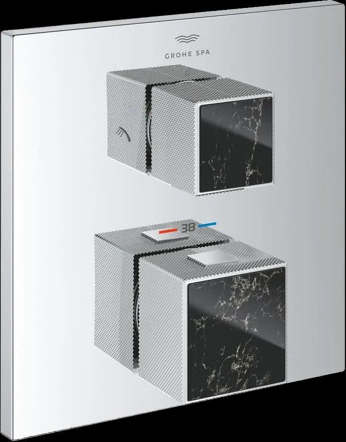GROHE Allure Brilliant Unitate de mixare cu termostat pentru duș cu 2 ieșiri cu ventil de închidere/deviere integrat
