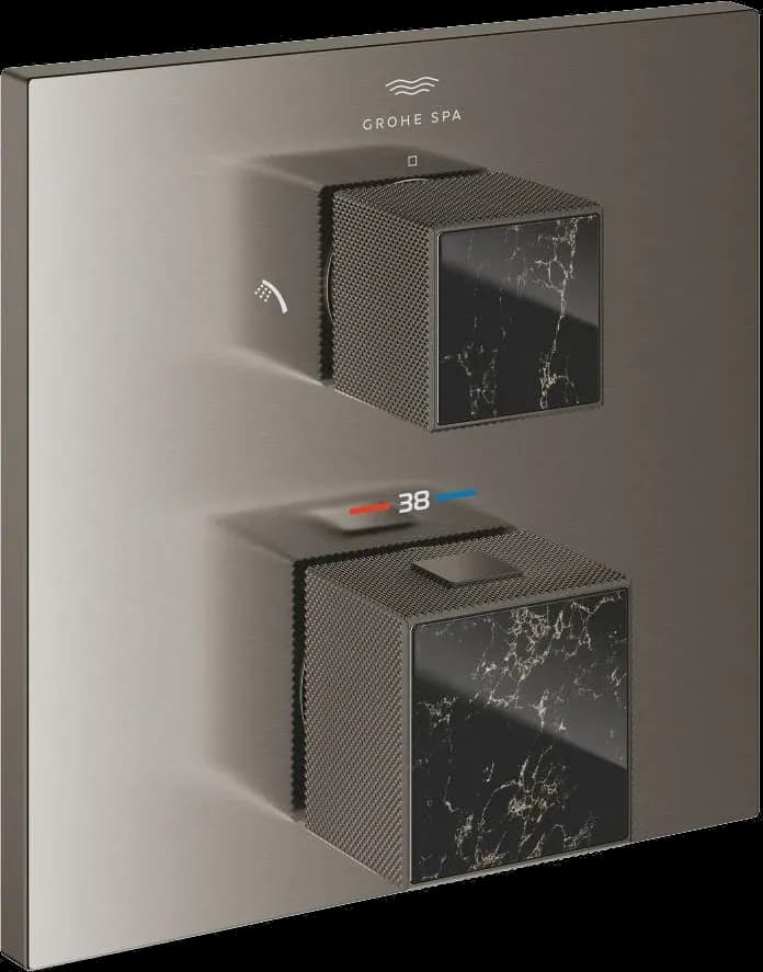 GROHE Allure Brilliant Unitate de mixare cu termostat pentru duș cu 2 ieșiri cu ventil de închidere/deviere integrat - finisaj Antracit - Brushed Hard Graphite