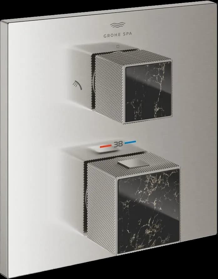 GROHE Allure Brilliant Unitate de mixare cu termostat pentru duș cu 2 ieșiri cu ventil de închidere/deviere integrat - finisaj Supersteel Infinity