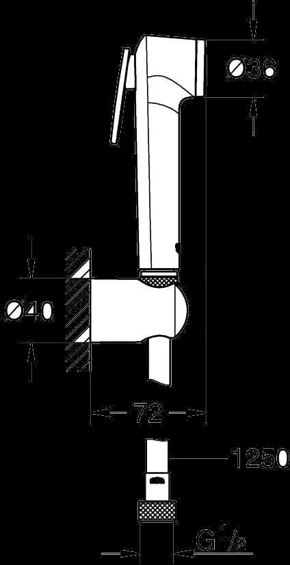 GROHE Vitalio Trigger Spray 30 Set duș cu 1 pulverizare, cu suport de perete - desen tehnic cu cote