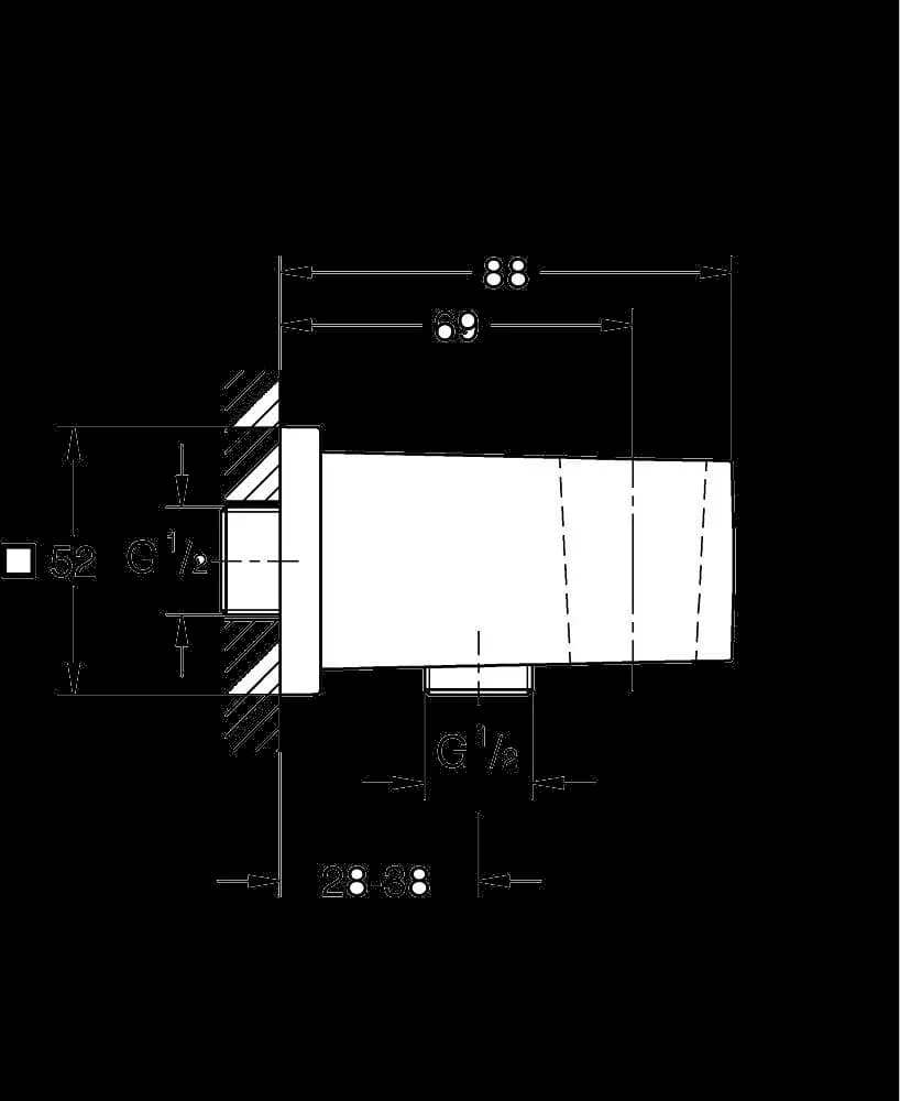 GROHE Euphoria Cube Cot de ieşire duş, 1/2" - desen tehnic cu cote