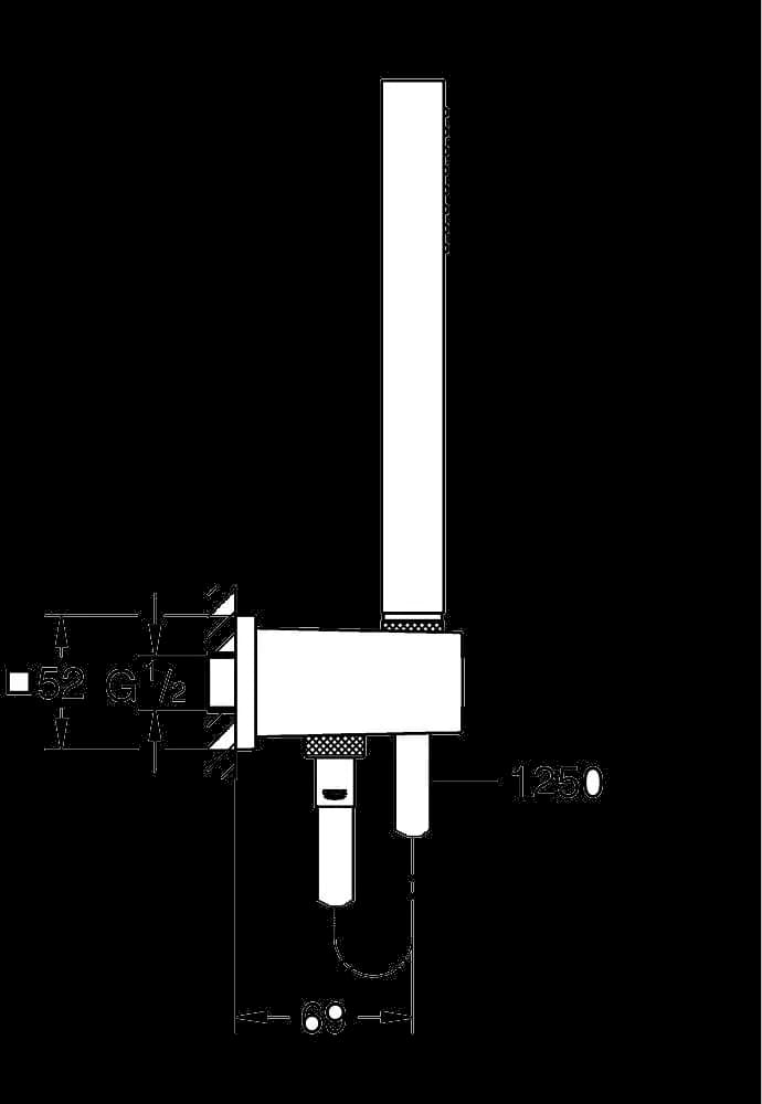 GROHE Euphoria Cube Stick Set duș cu 1 pulverizare, cu suport de perete - desen tehnic cu cote