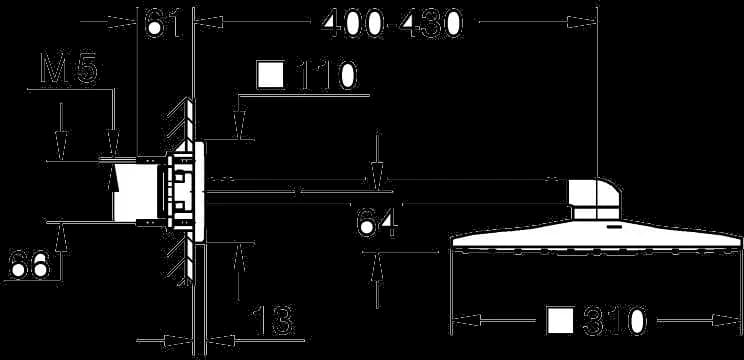 GROHE Rainshower SmartActive 310 Cube Set de duș fix 430 mm, 2 pulverizări - desen tehnic cu cote