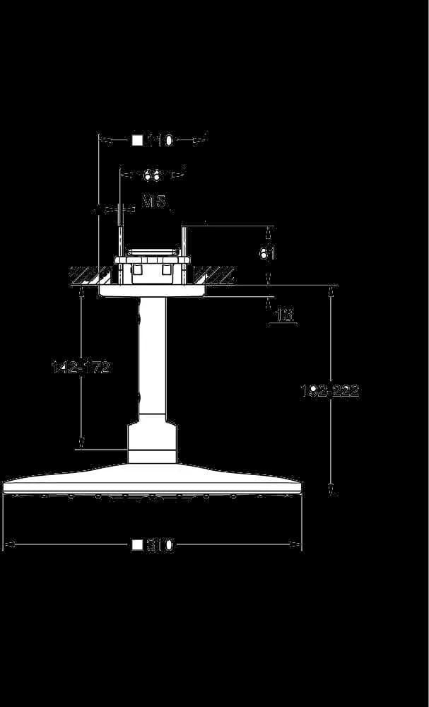 GROHE Rainshower SmartActive 310 Cube Set de duș fix cu montare în tavan 142 mm, 2 pulverizări - desen tehnic cu cote