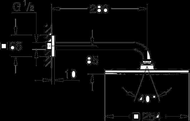 GROHE Rainshower Aqua 10 Set duș fix 286 mm, 1 jet - desen tehnic cu cote