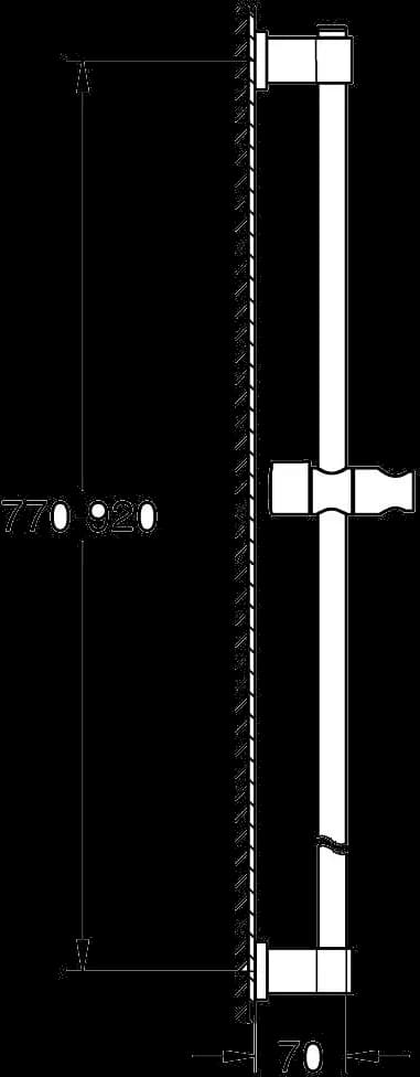 GROHE Vitalio Universal Bară de duș, 900 mm - desen tehnic cu cote