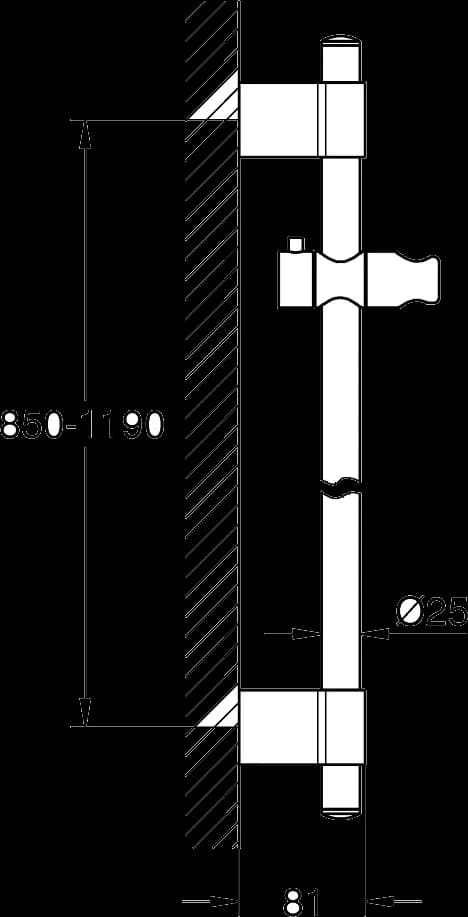 GROHE Rainshower Bară de duş, 1150 mm - desen tehnic cu cote