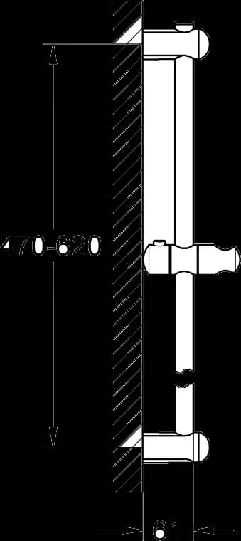 GROHE Euphoria Bară de duș, 600 mm - desen tehnic cu cote
