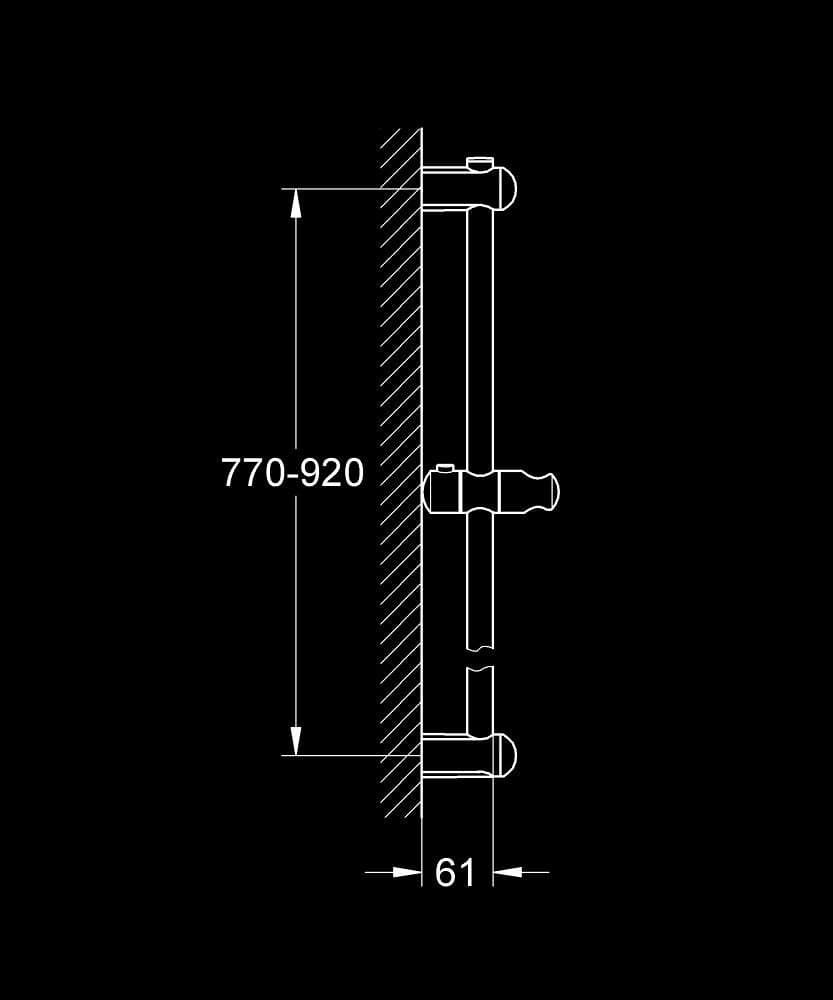 GROHE Euphoria Bară de duș, 900 mm - desen tehnic cu cote