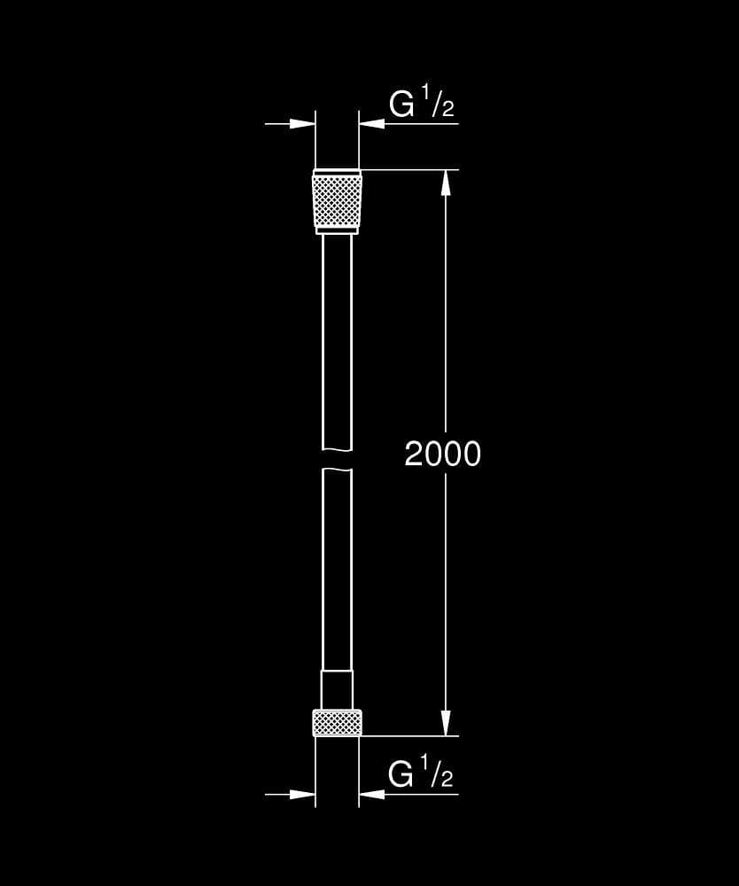 GROHE VitalioFlex Silver Furtun de duș - desen tehnic cu cote