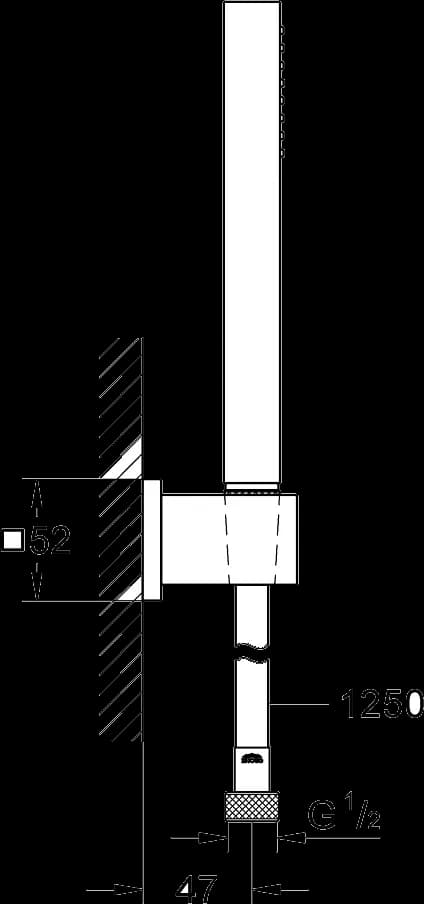 GROHE Euphoria Cube Stick Set duș cu 1 pulverizare, cu suport de perete - desen tehnic cu cote