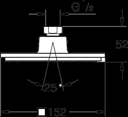 GROHE Euphoria Cube 150 Duș fix 1 pulverizare - desen tehnic cu cote