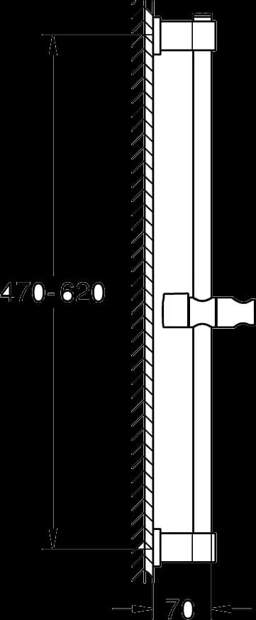 GROHE Vitalio Universal Bară de duș, 600 mm - desen tehnic cu cote