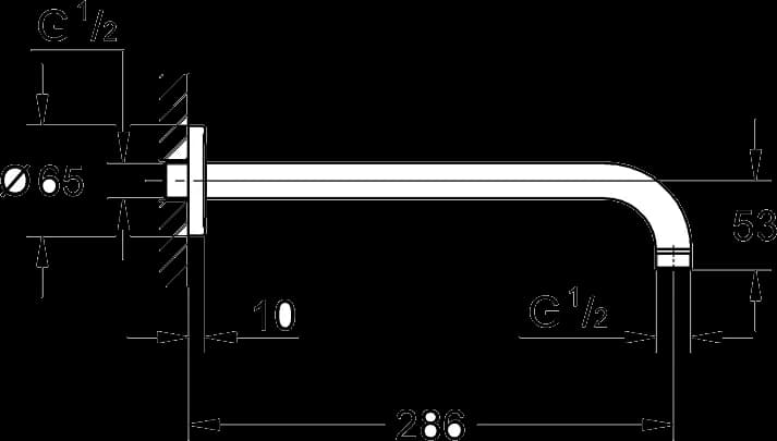 GROHE Rainshower Braț de duș 286 mm - desen tehnic cu cote