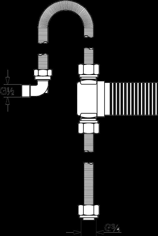 GROHE Talentofill Set de legătură 3/4" - desen tehnic cu cote