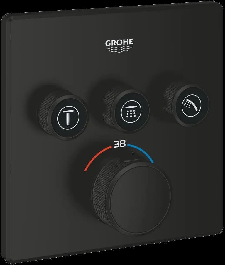 GROHE Grohtherm SmartControl Unitate de control cu termostat pentru instalare încastrată cu 3 ieșiri - finisaj Negru - Matt Black