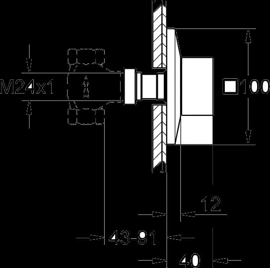 GROHE Allure Brilliant Element aparent ventil încastrat - desen tehnic cu cote