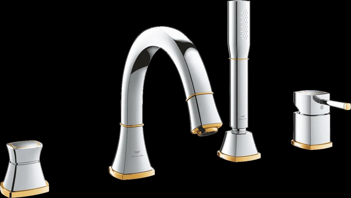 GROHE Grandera Baterie cadă monocomandă cu 4 găuri - finisaj Crom, auriu