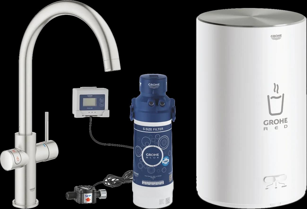 GROHE Red Duo Baterie și boiler mărimea M - finisaj Supersteel Infinity