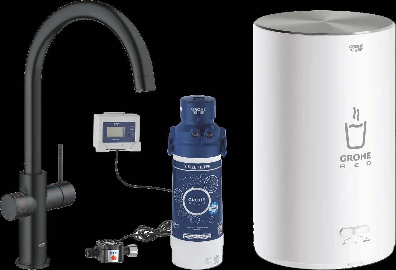 GROHE Red Duo Baterie și boiler mărimea M - finisaj Negru - Velvet Black