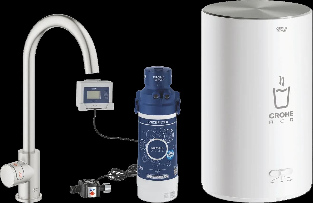 GROHE Red Mono Robinet și boiler mărimea M - finisaj Supersteel Infinity