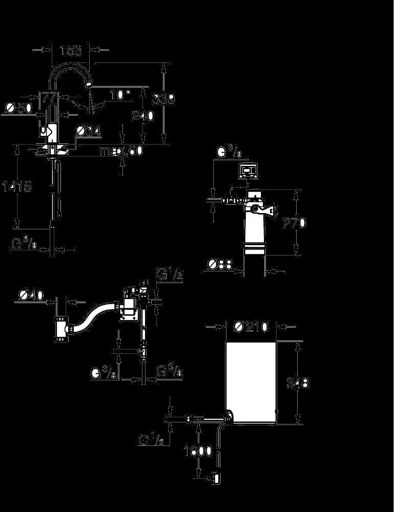 GROHE Red Mono Robinet și boiler mărimea M - desen tehnic cu cote