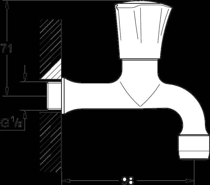 GROHE Costa L Ventil de golire 1/2" - desen tehnic cu cote