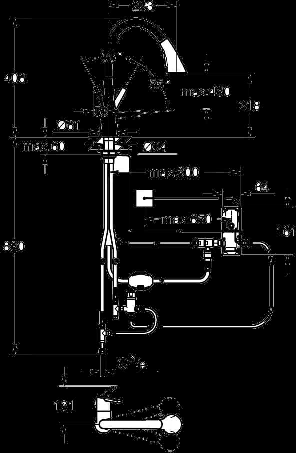 GROHE Zedra Touch Baterie spălător electronică cu monocomandă 1/2" - desen tehnic cu cote