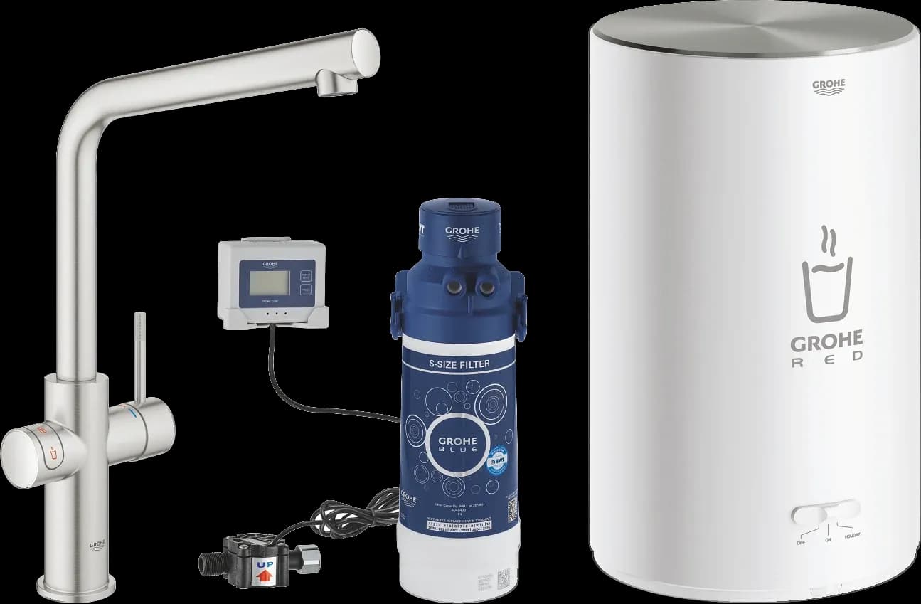 GROHE Red Duo Baterie și boiler mărimea M - finisaj Supersteel Infinity