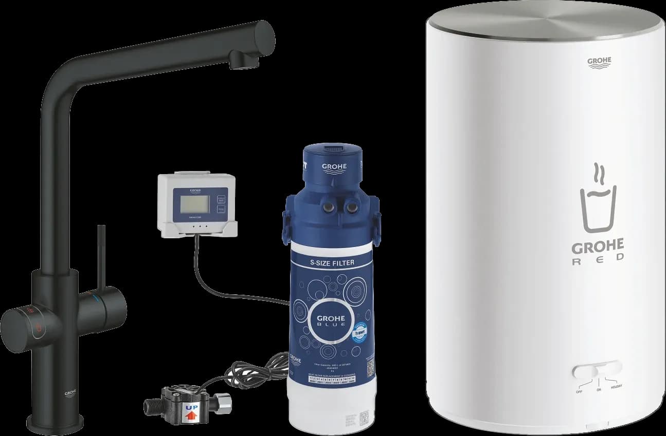 GROHE Red Duo Baterie și boiler mărimea M - finisaj Negru - Velvet Black
