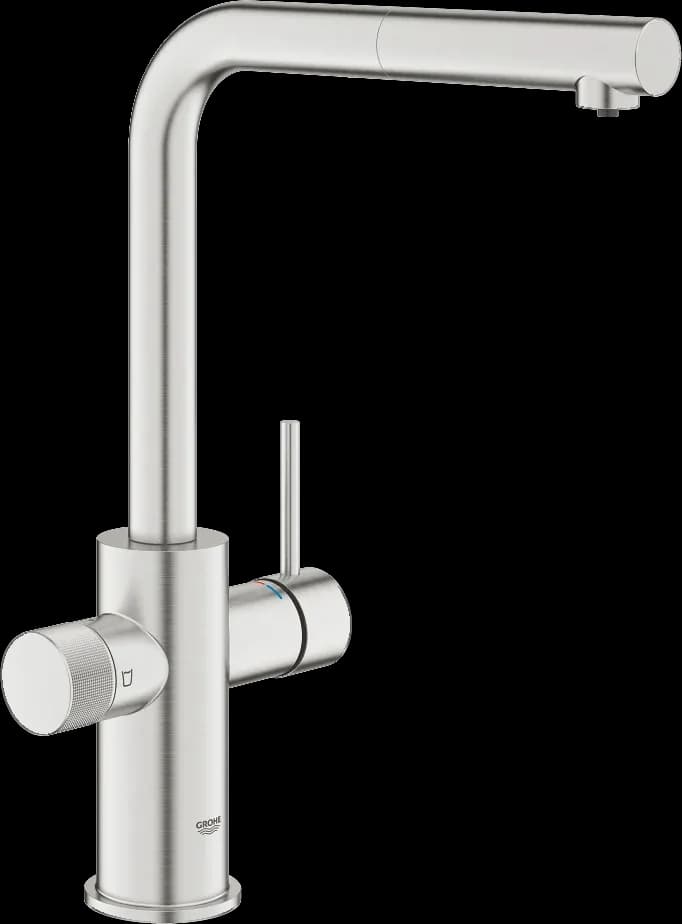 GROHE Blue Pure Minta Baterie cu filtrare a apei și pipă extractibilă - finisaj Supersteel Infinity