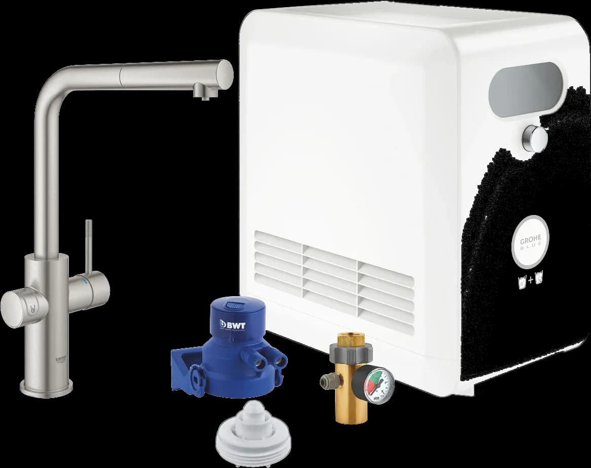 GROHE Blue Professional Set pipă L cu aerator extractibil - finisaj Supersteel Infinity