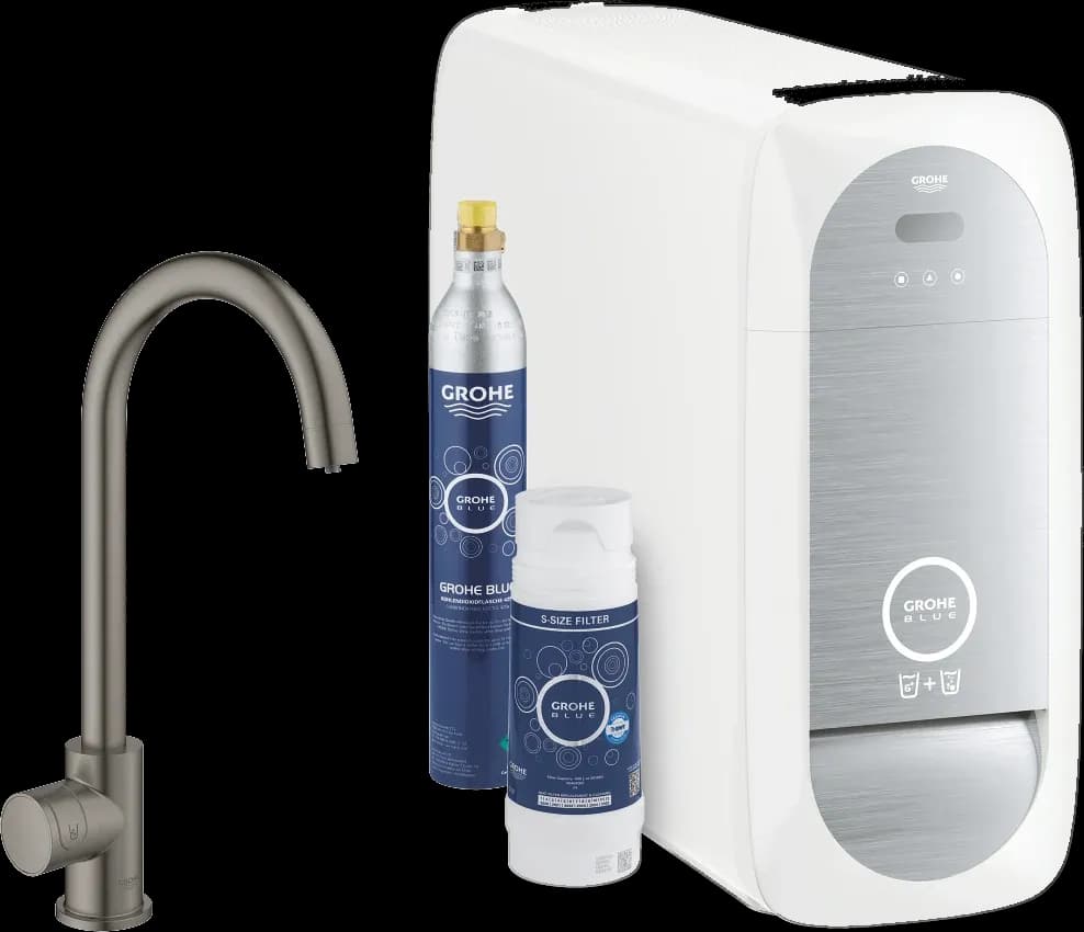 GROHE Blue Home Set de început cu pipă C și robinet Mono - finisaj Antracit - Brushed Hard Graphite