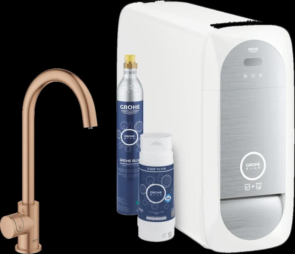 GROHE Blue Home Set de început cu pipă C și robinet Mono - finisaj Bronz - Brushed Warm Sunset