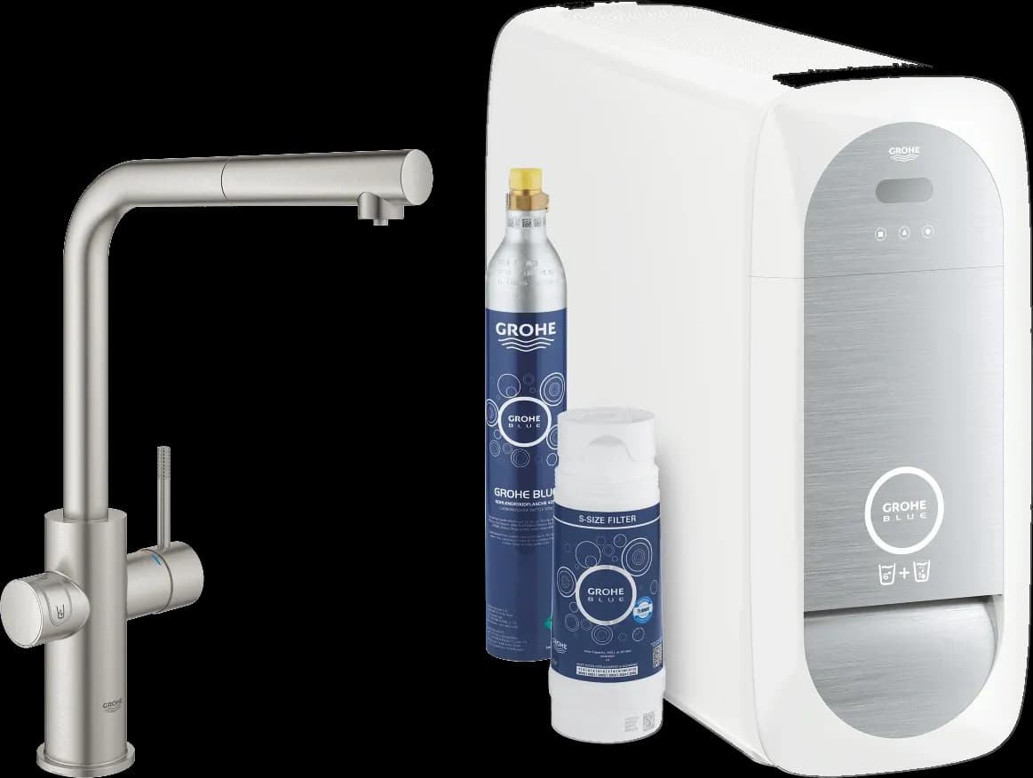 GROHE Blue Home Set de început cu pipă L extractibilă - finisaj Supersteel Infinity