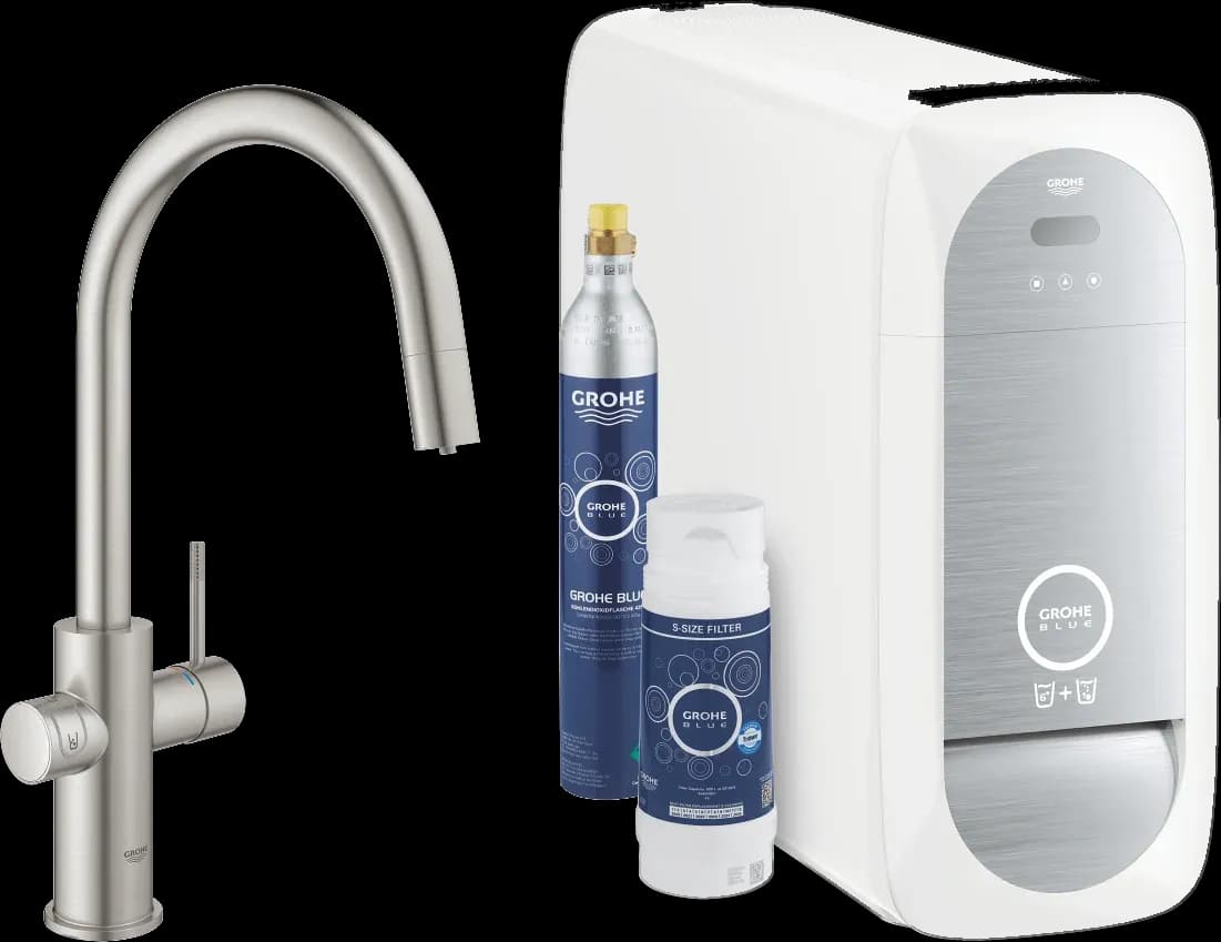 GROHE Blue Home Set de început cu pipă C extractibilă - finisaj Supersteel Infinity