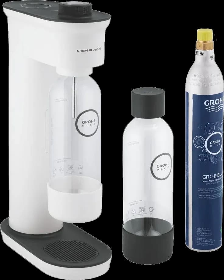 GROHE Blue Fizz Set Advanced (2 sticle, 1 butelie CO₂) - finisaj Alb, negru