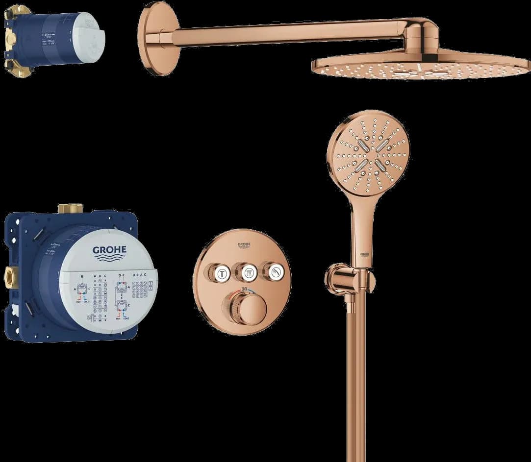 GROHE Grohtherm SmartControl Sistem de duș încastrat cu Rainshower SmartActive 310 - finisaj Bronz - Warm Sunset