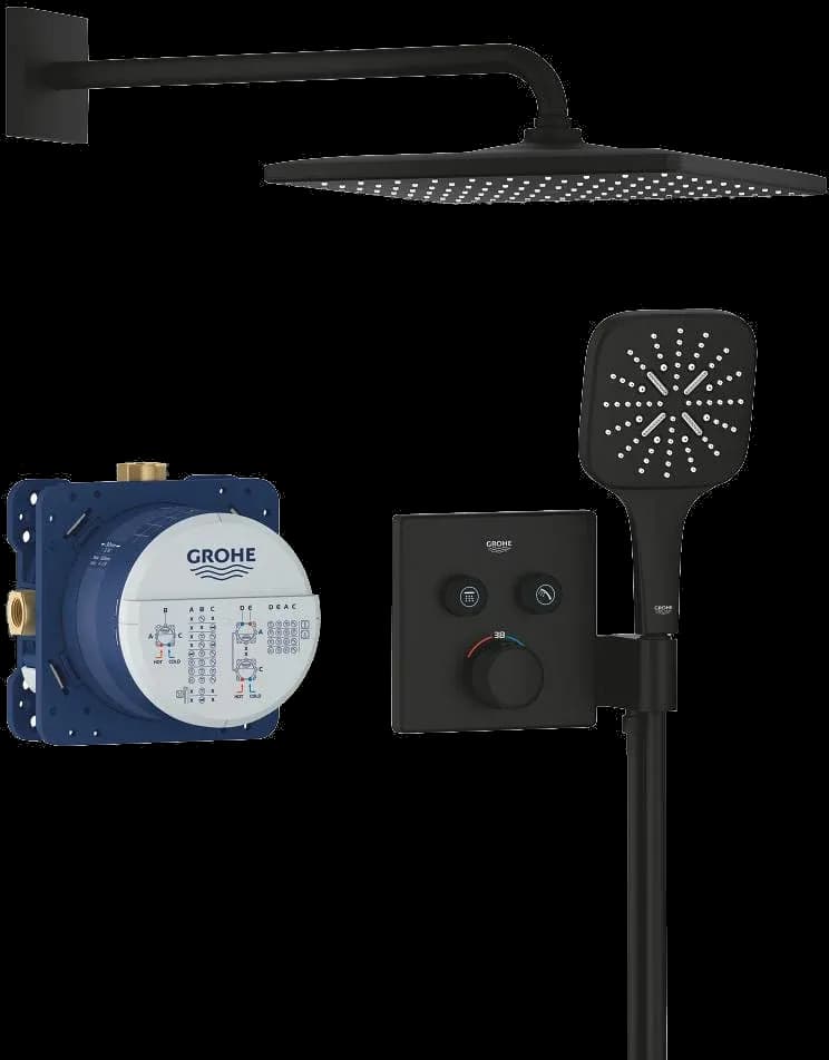 GROHE Grohtherm SmartControl Sistem de duș încastrat cu Rainshower Mono 310 Cube - finisaj Negru - Phantom Black