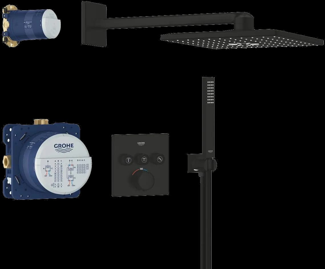 GROHE Precision SmartControl Sistem de duș încastrat cu Vitalio SmartActive 310 Cube - finisaj Negru - Matt Black