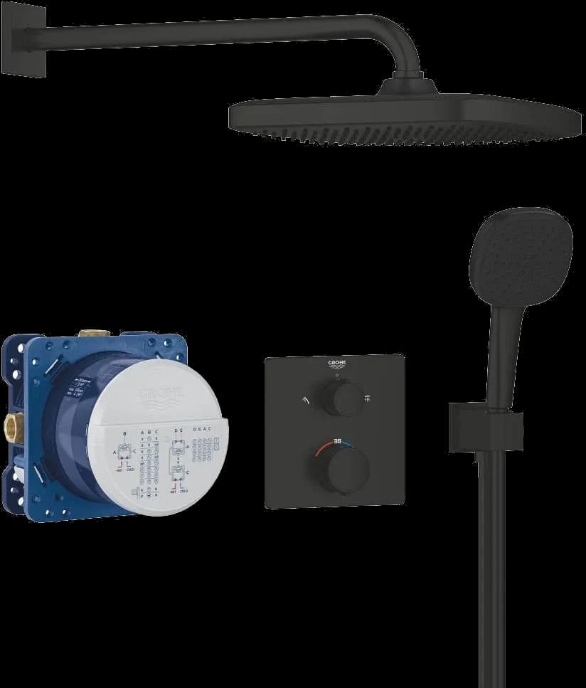 GROHE Precision Thermostat Sistem de duș încastrat cu Vitalio Comfort 250 - finisaj Negru - Matt Black