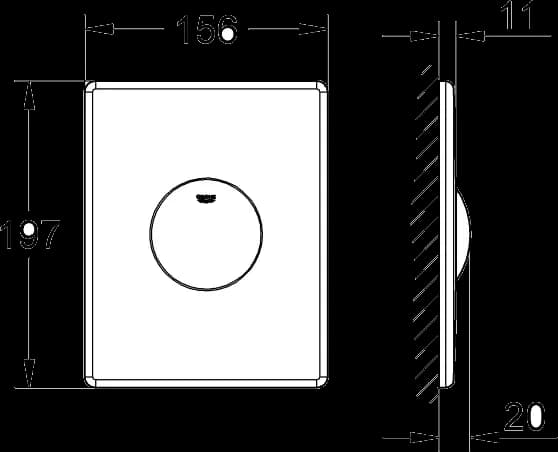 GROHE Skate Placă de acţionare, inox - desen tehnic cu cote